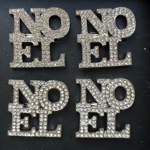 Rachel Zoe NOEL napkin rings set of 4 Rhinestones Silver tone new in box